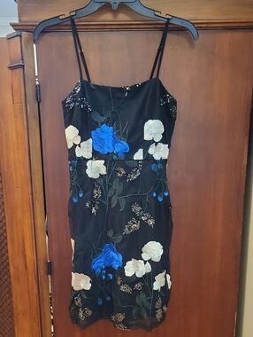 Lulus | Rue Black Floral Multicolored Embroidered Sequin Dress - Womens Size XS